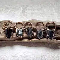 FUWO Hot Sale Black Tourmaline Pendant With Antique Copper Plated Natural Semi Precious Stone Retro Jewelry Wholesale PD376 5Pcs 1