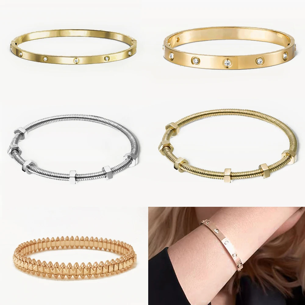 

2024 New Trendy 925 Sterling Silver Bangles For Women Love Charm Bracelets Couple Fashion Luxuxy Jewelry Girl Party Bangles Gift