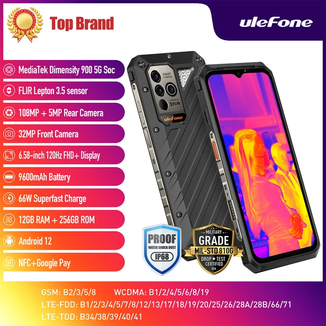 Ulefone Armor 18T 256GB 12GB RAM Resistente 9600mAh Termica 