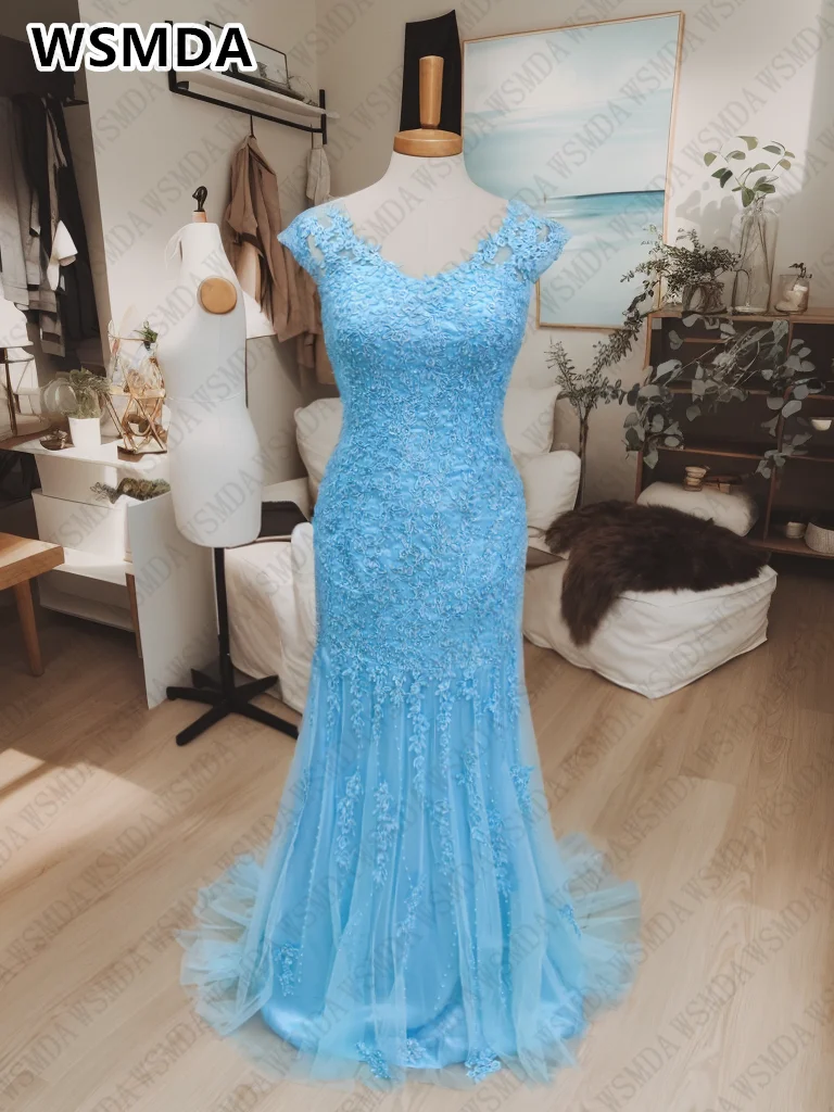 Lace Mother of the Bride Dresses Wedding Party Dress V-Neck Illusion Back Formal Evening Dresses robe de soirée de mariage - Image 2