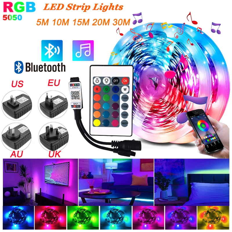 LED Strips Bluetooth Control with 24keys SMD5050 LED Ice Light Flexible Diode Ribbon For Room Decoration TV BackLight Luces LED