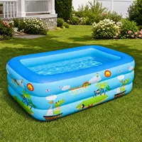 Piscine gonflable rectangulaire grande taille pour extérieur, piscine en PVC portable hors sol pour jardin, patio 4