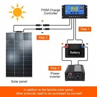 Kit de panneaux solaires flexibles 250W, 2 modules solaires monocristallins 125W 18V avec contrôleur de charge solaire 20A et câbles, système solaire complet IP67 étanche et léger pour camping-car, camping, bateau, charge de batterie 12V 7