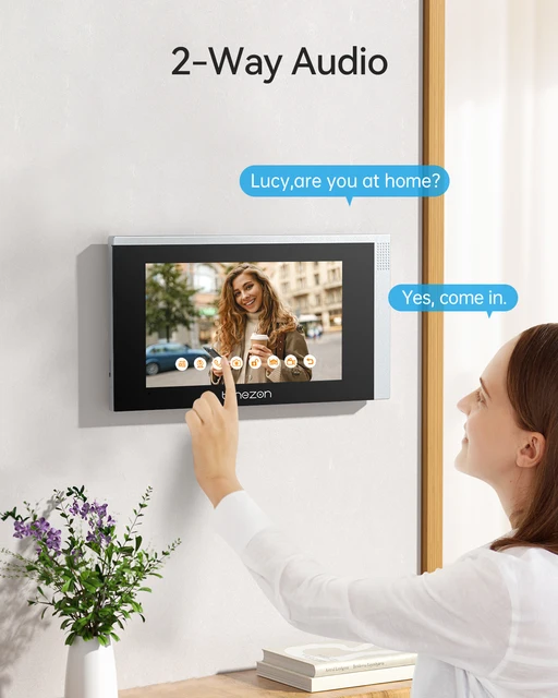 TMEZON WiFi Video Intercom System with Camera and 7 Inch1080P touch screen IP Wired Video Door Phone , Tuya,4 wire,Remote Unlock 2