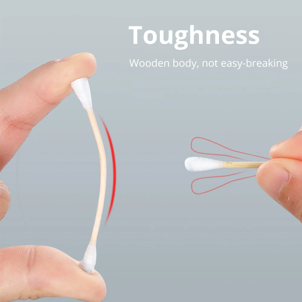 500pcs Dual Head Makeup Cotton Swabs Buds Disposable Wood Brushes Clean Stick