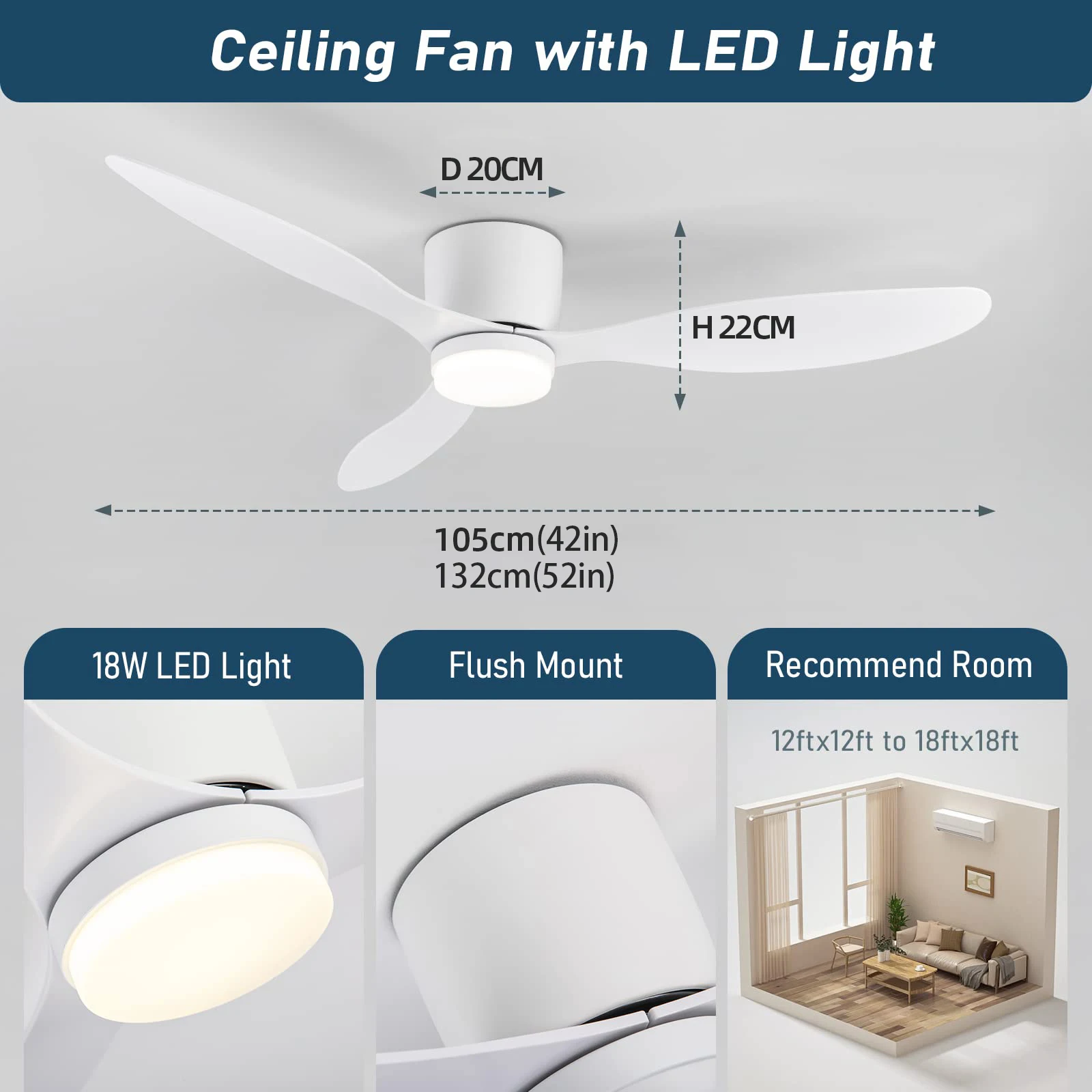 IRALAN Modern LED Ceiling Fan Light With Remote Control Low Floor Decorative Light Energy-saving Light With Fan In Bedroom Home 6