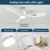 IRALAN Modern LED Ceiling Fan Light With Remote Control Low Floor Decorative Light Energy-saving Light With Fan In Bedroom Home 6