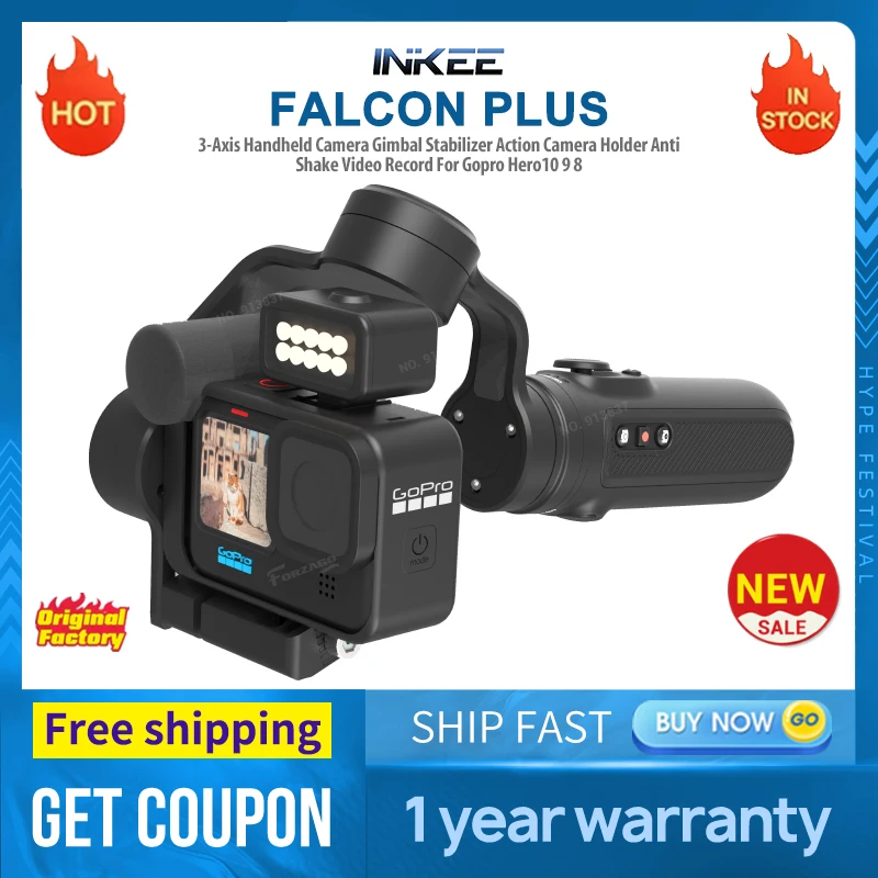 INKEE FALCON PLUS 3-Axis Handheld Camera Gimbal Stabilizer Action ...