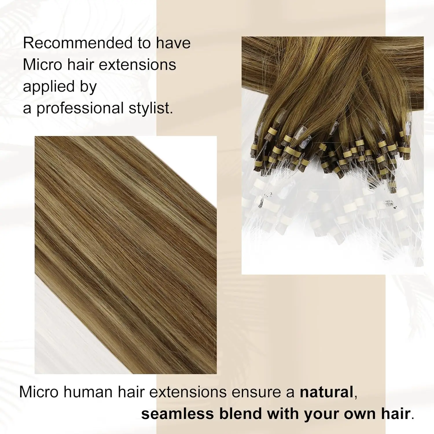LaaVoo Micro Link Human Hair Extensions 100% Real Natural Straight Brazilian Human Hair Pre-Bonded 50G&100G Remy Micro Ring