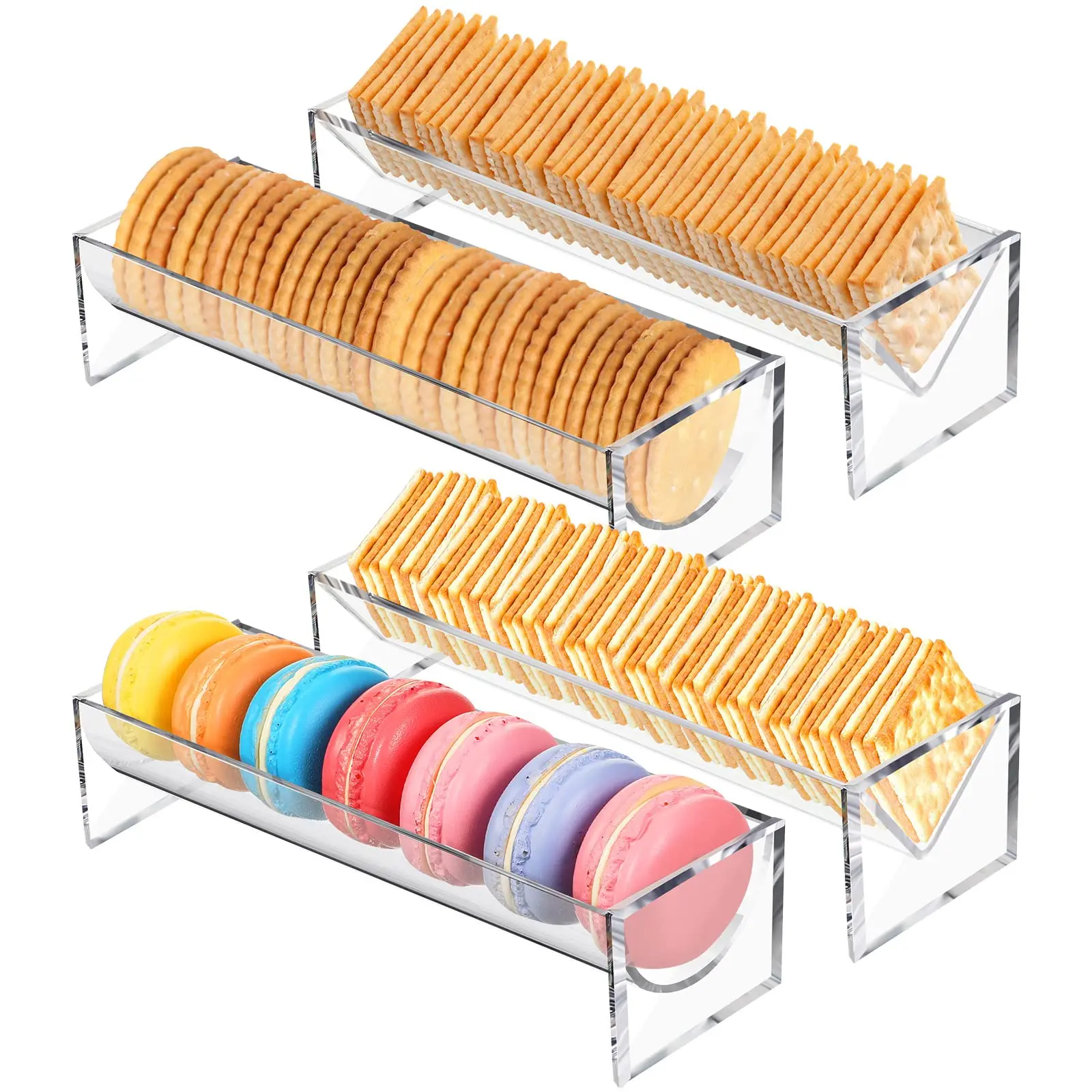 

Clear Acrylic Cracker Tray for Serving, Rectangular Holder, Food Display Stands for Party, Biscuit