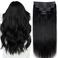 Extensions à clips sans couture, cheveux humains lisses, brésiliens, Remy, naturels, doux, 8 pièces, 120 g, extensions à clips en cheveux humains 1