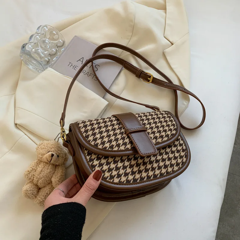 2022 Woman Fashion Round Crossbody Shoulder Bag Party Shopping Hang Out Gift for Lady Multi Season Checks Vintage Shell