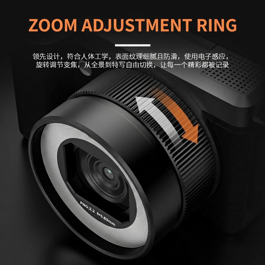 5K 울트라 HD 카메라, 최대 80MP 사진 촬영, 3.0인치 플립 스크린, WiFi 앱 제어, 외부 마이크 및 녹화 중 충전 지원, 필름 촬영