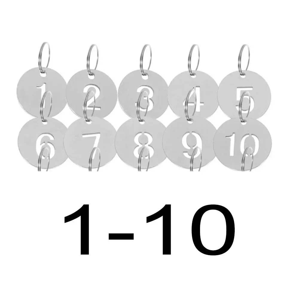 תגיות מעגליות מפלדת אל-חלד עם מספרים אישיים למזוודה ולמפתחות