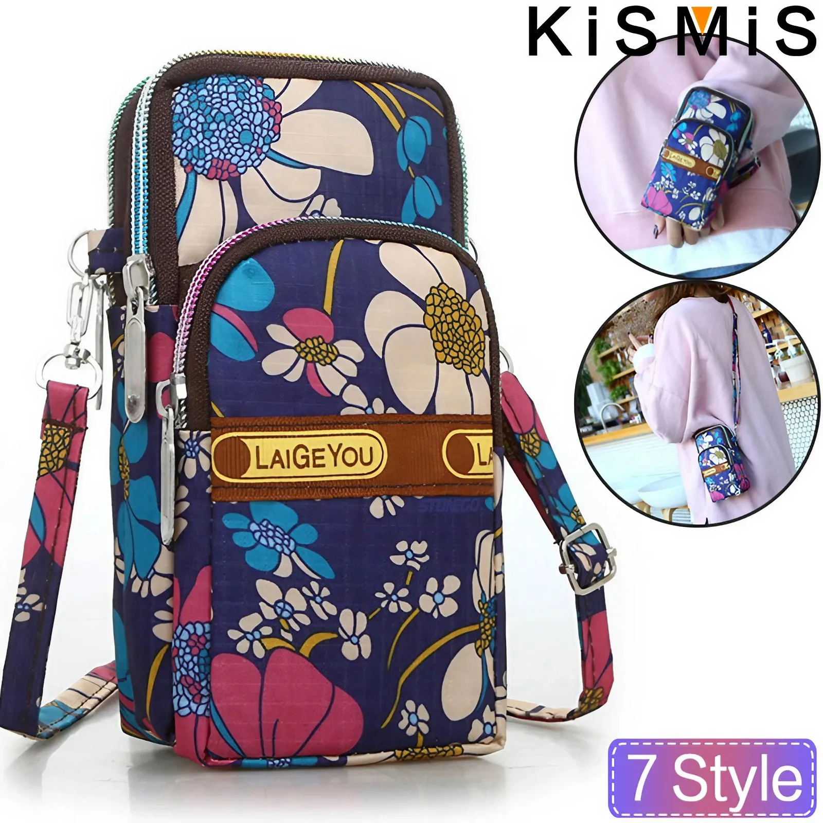 KISMIS 7 style Outdoor Sports Mobile Phone Bag Running Wrist Bag Small Mobile Purse (shoulder / Hanging Neck / Wrist) phone wristband holder