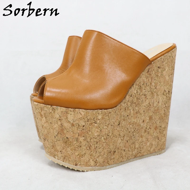 

Sorbern 20Cm High Cork Wedge Heel Slippers Women Open Toe Outdoor Slides Platform Shoes Slip On Summer Shoes Custom Color