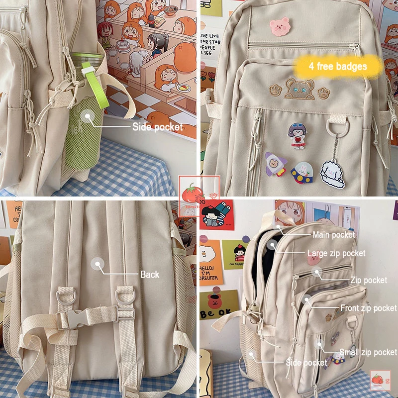 Japanese High School Girls Backpack School Bags For Teenage Girls Multi Pockets 2023 New Kawaii Backpack Women Cute Mochila 4