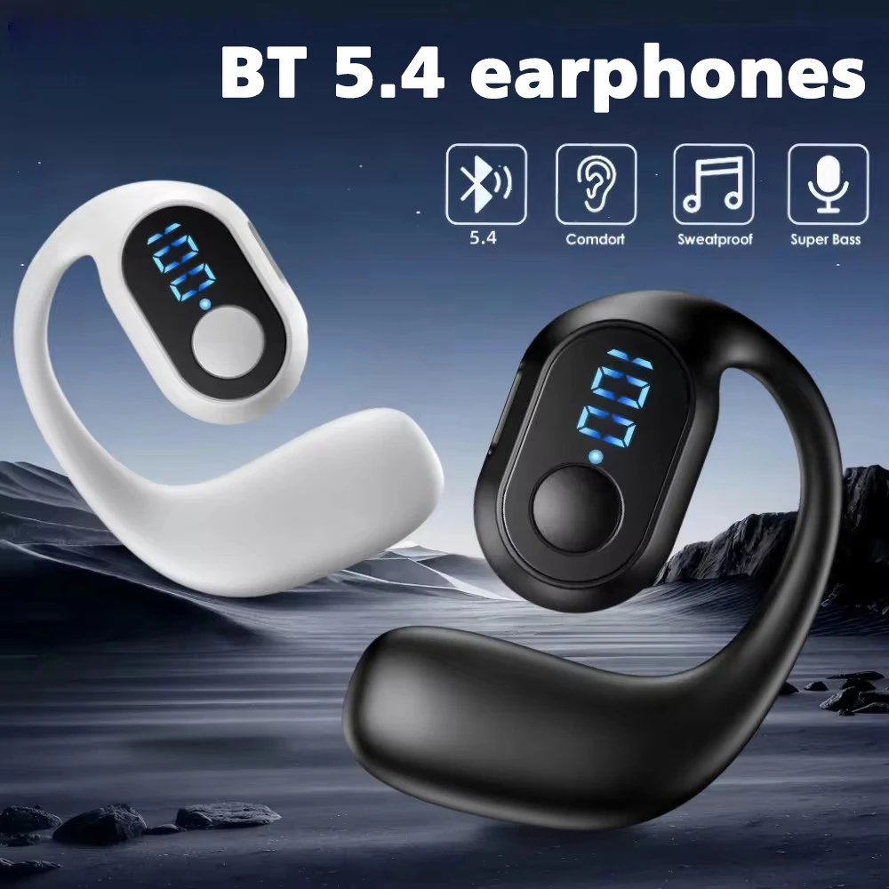 1pc Bluetooth 5.4 Headphones TWS Wireless Ear Hook Earphones HiFi Noise Reduction Headset Sports Earbud for Huawei Xiaomi
