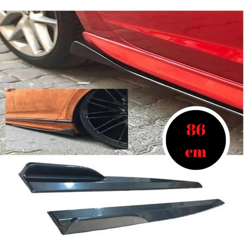 Per Peugeot 208 2019 + Gonna Laterale Per Auto Rocker Splitter Winglet Wing Bumper Lip 2 Pcs 86 Cm Accessori Per Auto Piano Black Fiber Look