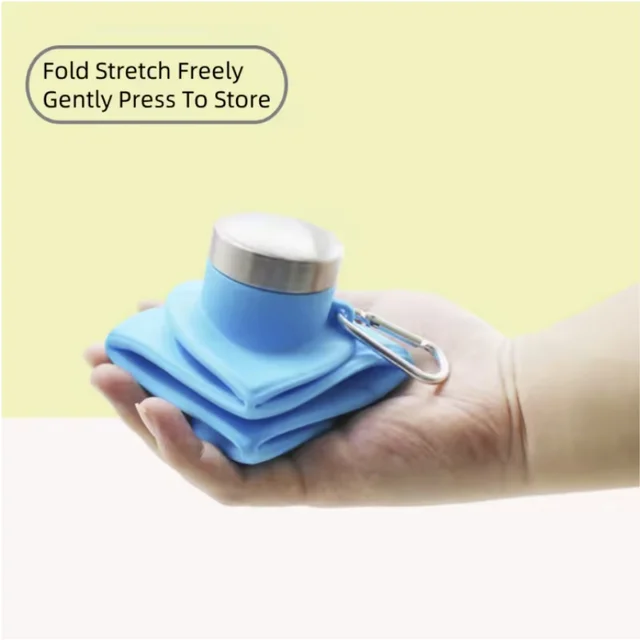 700ML Collapsible Water Bottle Leakproof Valve Reusable Silicone Foldable Travel Water Bottle for Gym Camping Hiking Travel 4