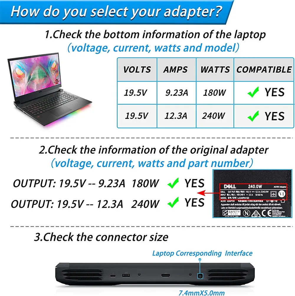 Carregador do Portátil Adaptador ac para Dell Alienware M17x M18x X51 13 15 17 r2 r3 r4 r5 Precisão 7720 7530 7540 7750 7550 g3 g5 g 240w - Imagem 3