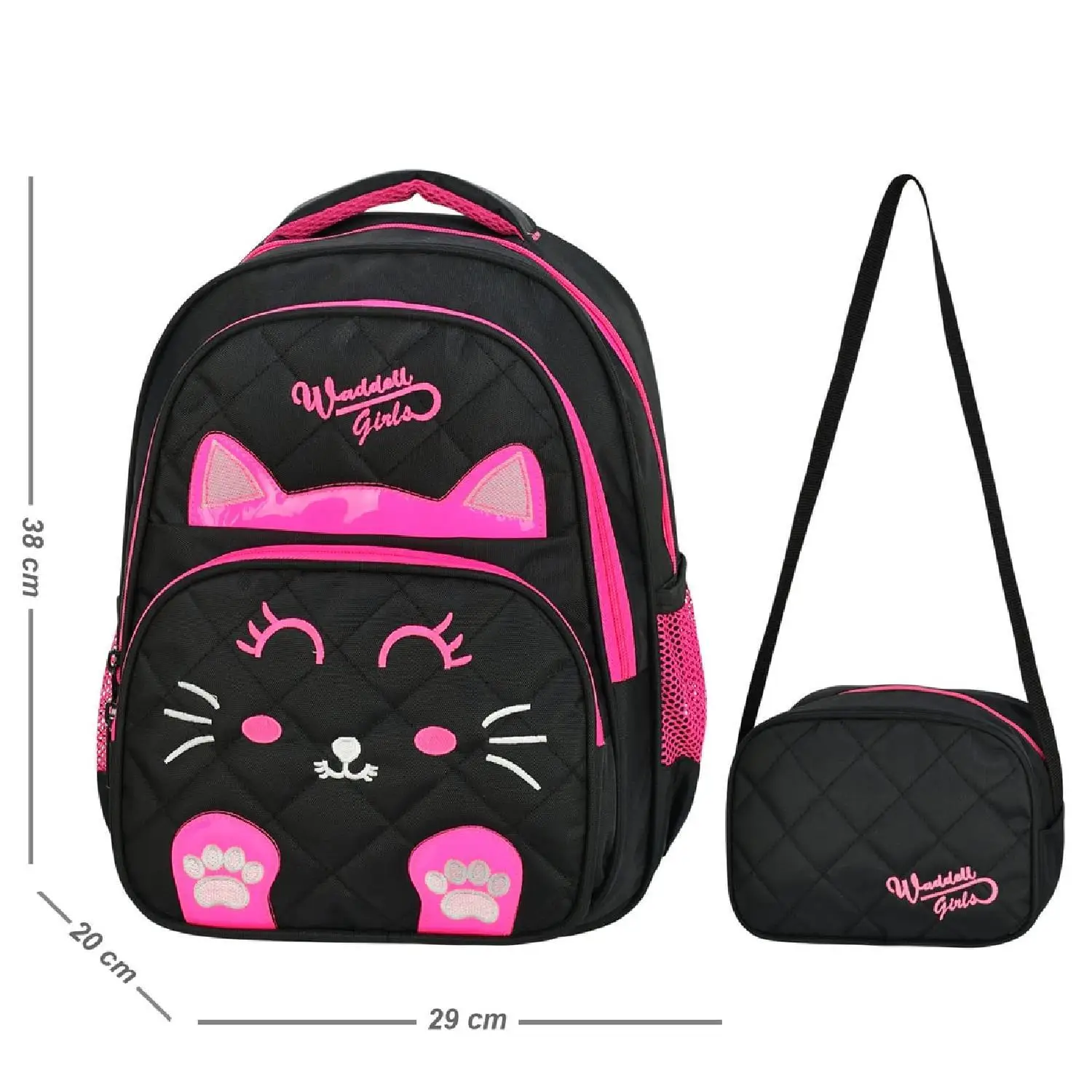 Waddell Cat Pattern Kids Backpack and Lunch Box , Backpack Waterproof Package Student School Stationery, High Quality Brand