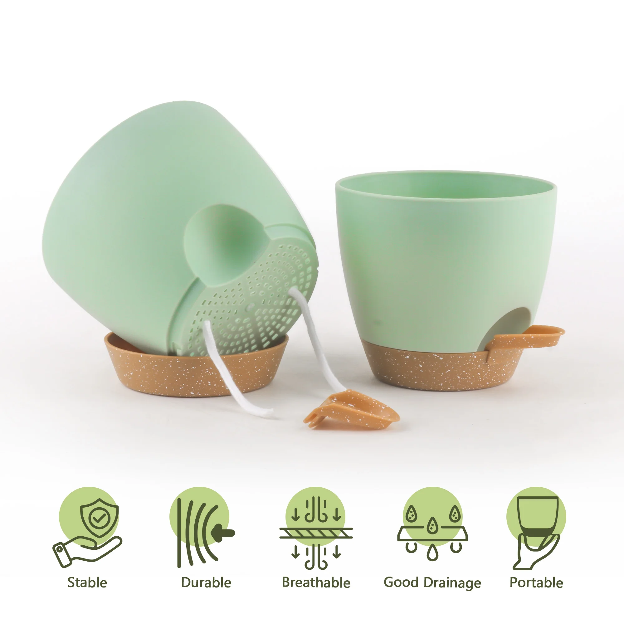 plant pots with drainage - set of 5 self watering planters