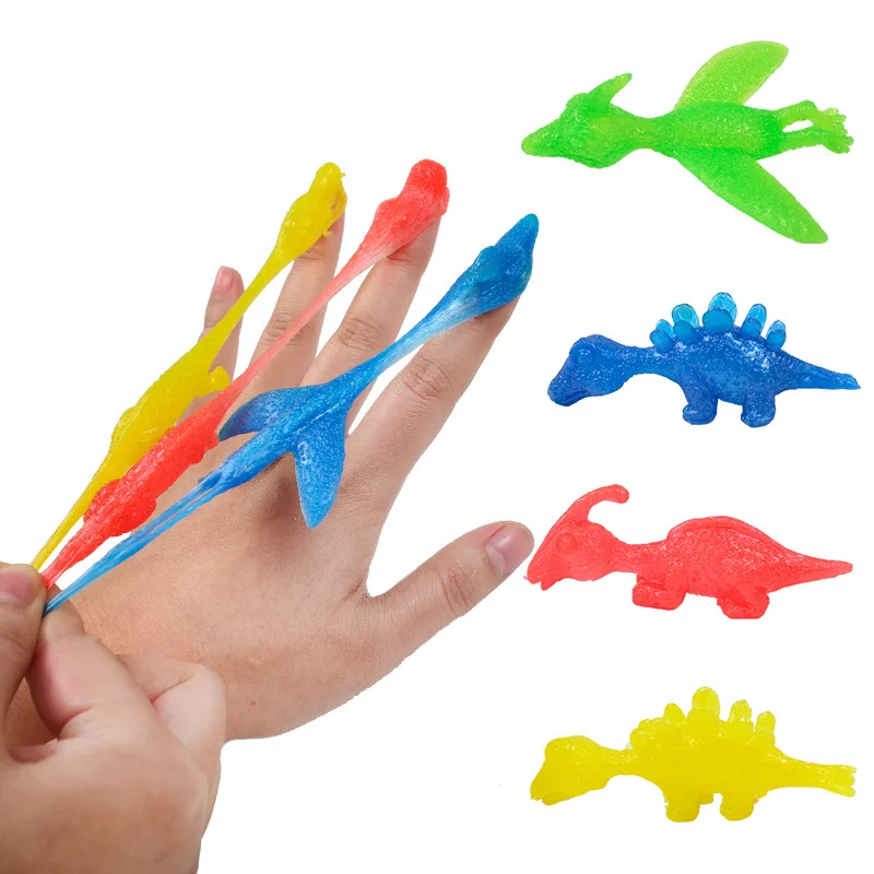 5-20PCS Catapult Launch Dinosaur Fun Tricky Slingshot Chick Practice  Chicken Elastic Flying Finger Birds Sticky DecompressionToy