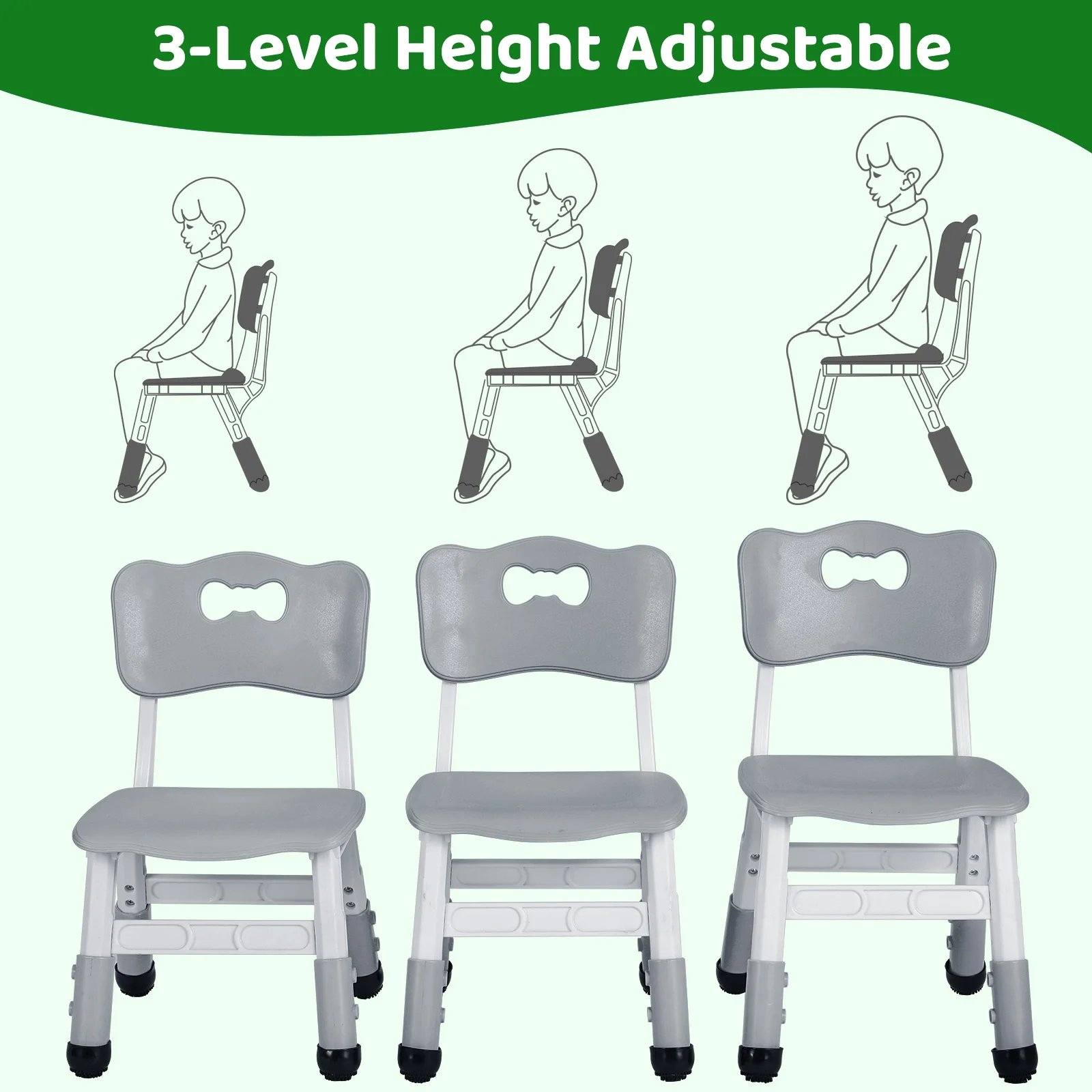 2Pcs Stackable School Chairs Kids Chairs Toddler Chair Height Adjustable Stools Ottomans