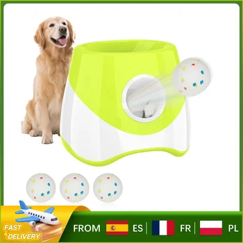 Lanciatore Automatico di Palline per Cani, Distanza Regolabile (6/10/14m) con 3 Palline ETPU, Giocattolo Ricaricabile per Cani, Sensore a Infrarossi