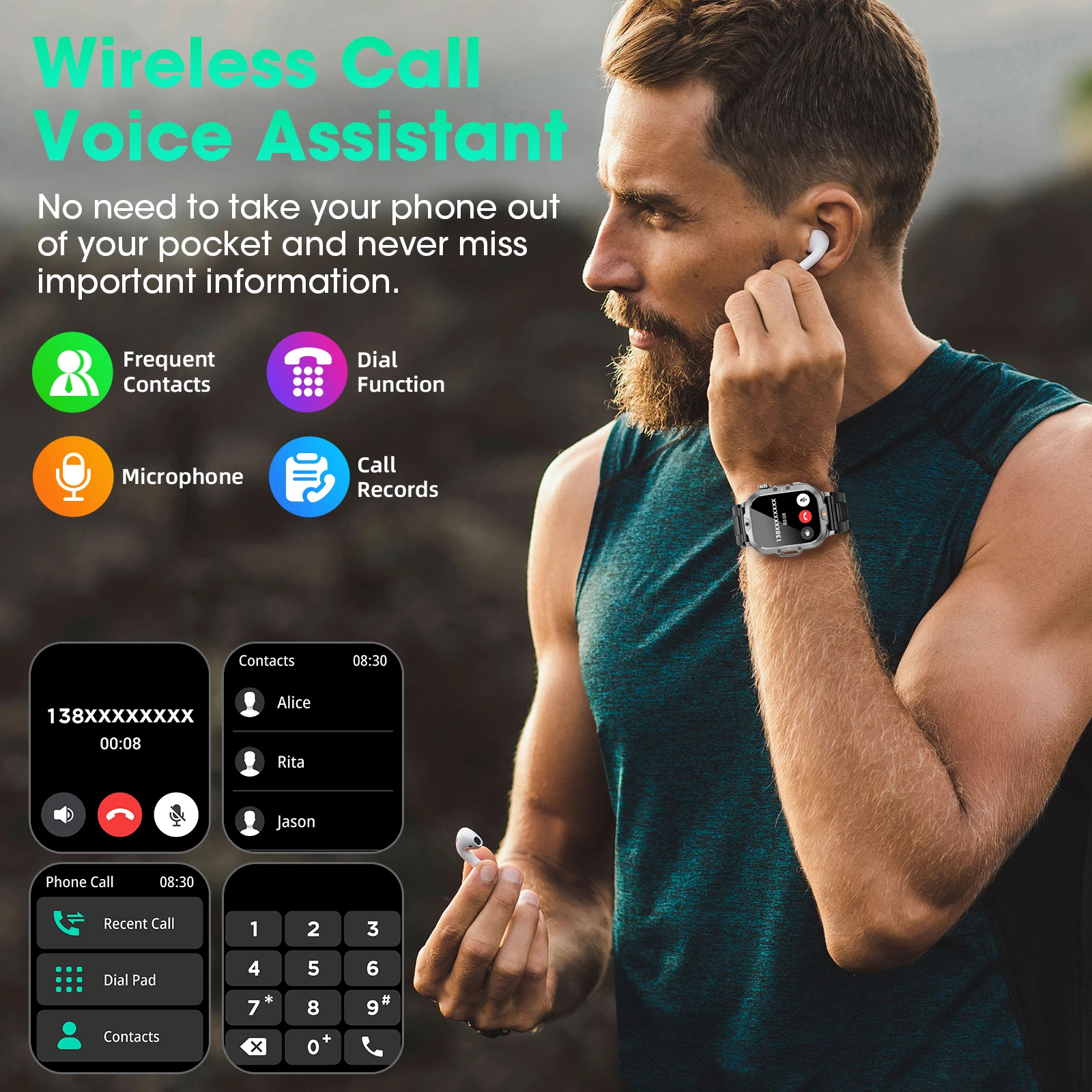 Smart Watches for Men Women'S Bluetooth Call 2.01 High-Definition Screen Fitness Sports Waterproof mens watches