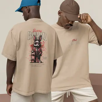 Men's Basic T-shirt GuGi Print Bunny Board Skateboard Club Short Sleeve 100% Cotton 1