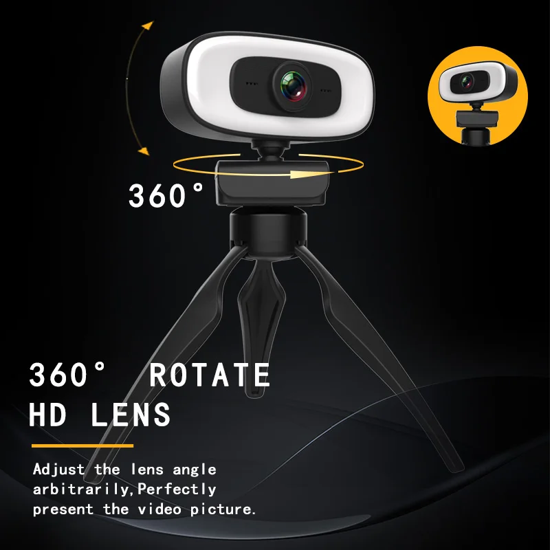4K Network Camera USB Interface Fill Light Microphone for Video Conference Laptops pc webcam,pc web camera,computer camera