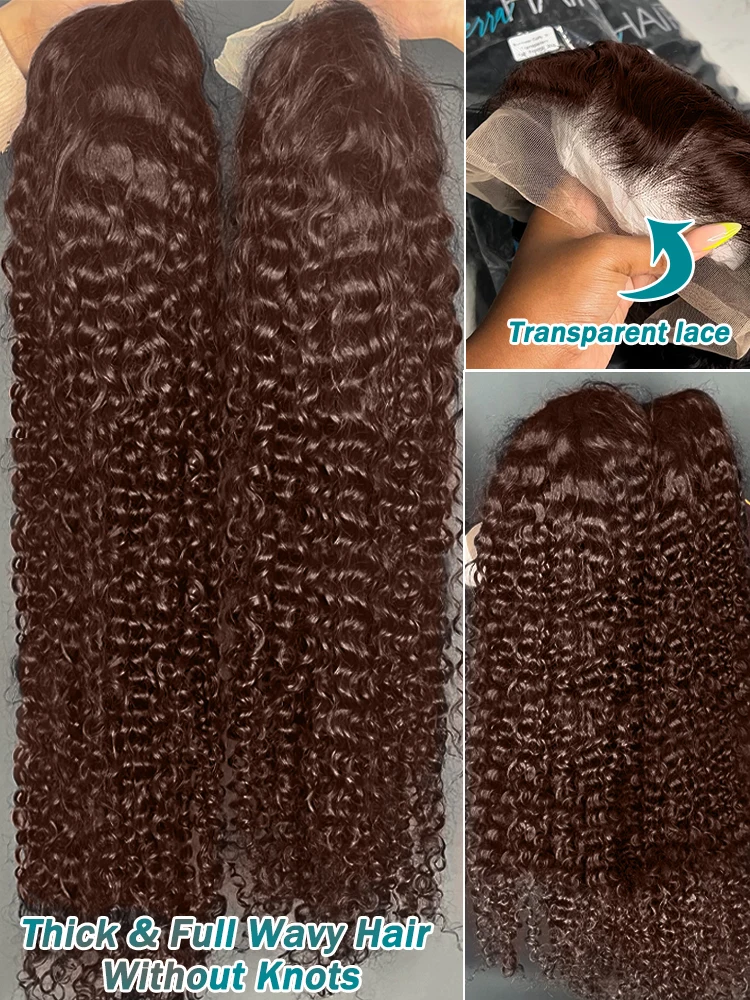 Human Hair Wig Curly Deep Wave Water Wave 30 40 Inch Transparent Lace Frontal HD 13x6 13x4