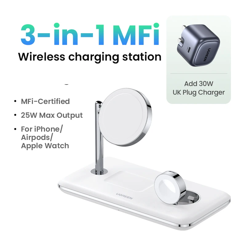 UGREEN MFi for Magsafe 25W Wireless Charger Stand 15W 3-in-1