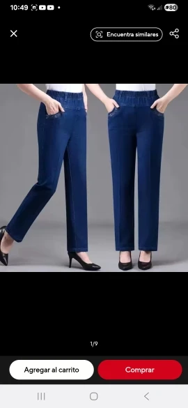 Middle aged elderly Women's Jeans Embroidered Pockets Elastic waist Mom Pants Casual Denim Straight leg Trousers 2025 New Spring photo review