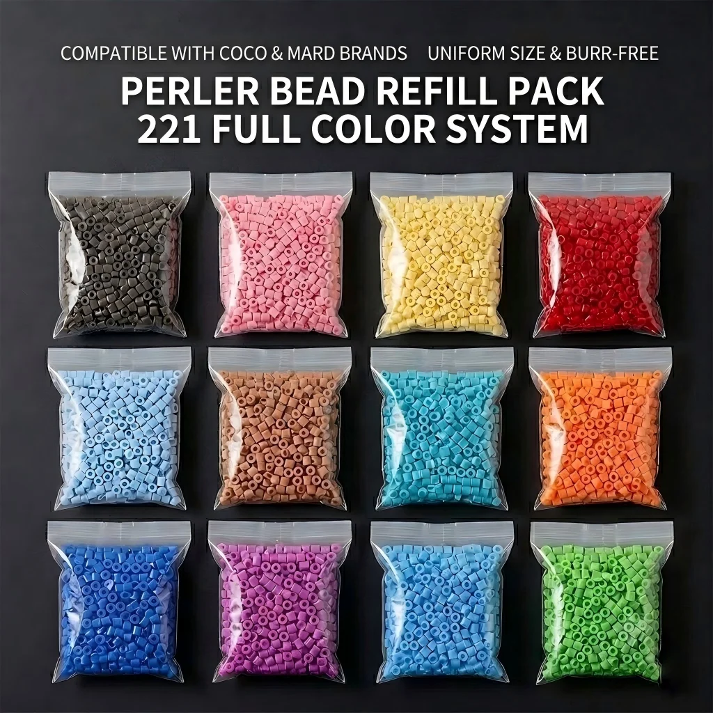 5mm 펄러 퓨즈 비즈 세트 221색상 120색상 1000개 하마 비즈 DIY 다림질 퍼즐 교육용 장난감 어린이 선물