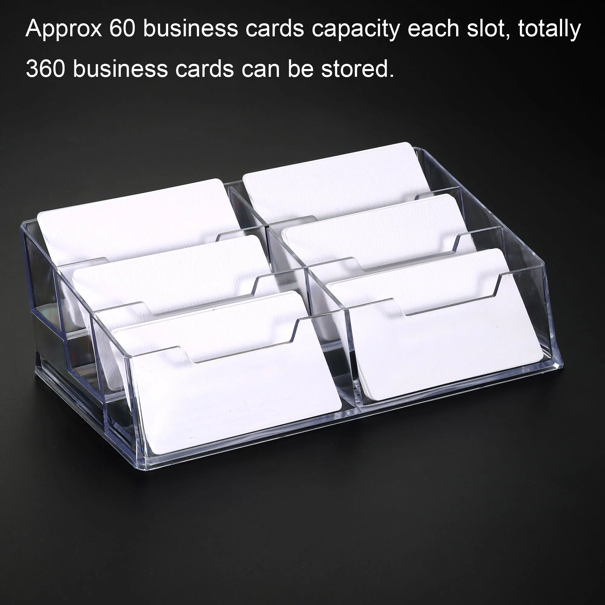 Plastic Business Card Holder 1/2/3/6 Slot Desktop Name Cards Display Stand Card Case Box for Office Desk Fits 60 Business Cards 6