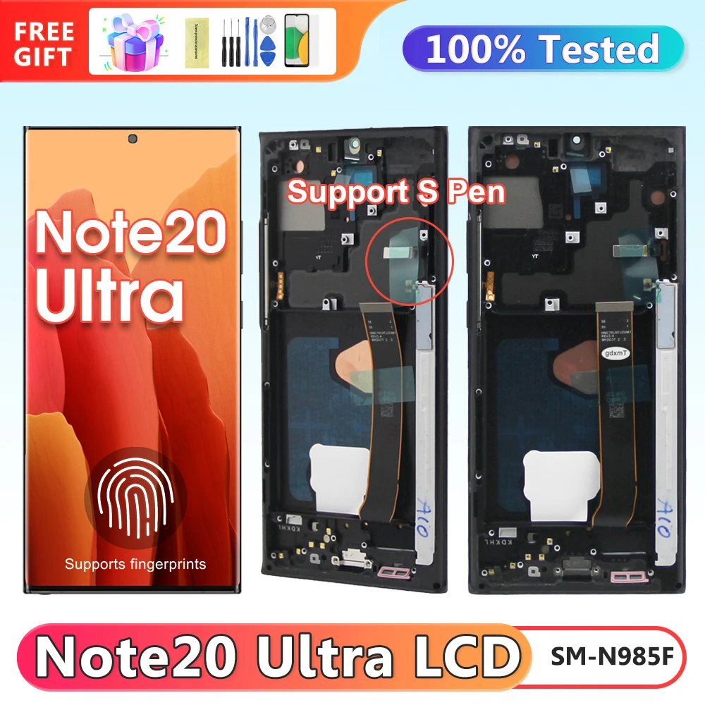 

Note 20 Ultra Super AMOLED Screen Assembly, for Samsung Galaxy Note20 Ultra N985F N986B Lcd Display Digital Touch Screen Parts