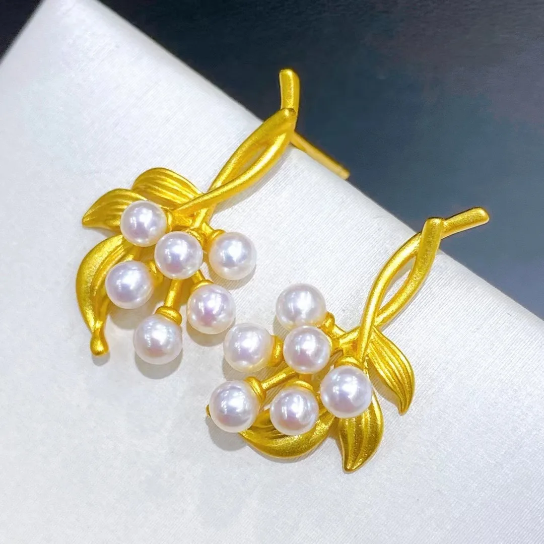 

MADALENA SARARA Fashion Grape Leaf Pattern Sterling Silver 925 Women Stud Earrings