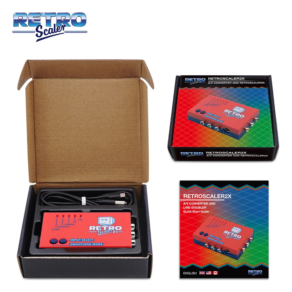 RetroScaler2x AV zu HDMI ® Konverter und Line-Doubler für Retro-Spielekonsolen PS2 N64 NES Dreamcast Saturn MD1 MD2