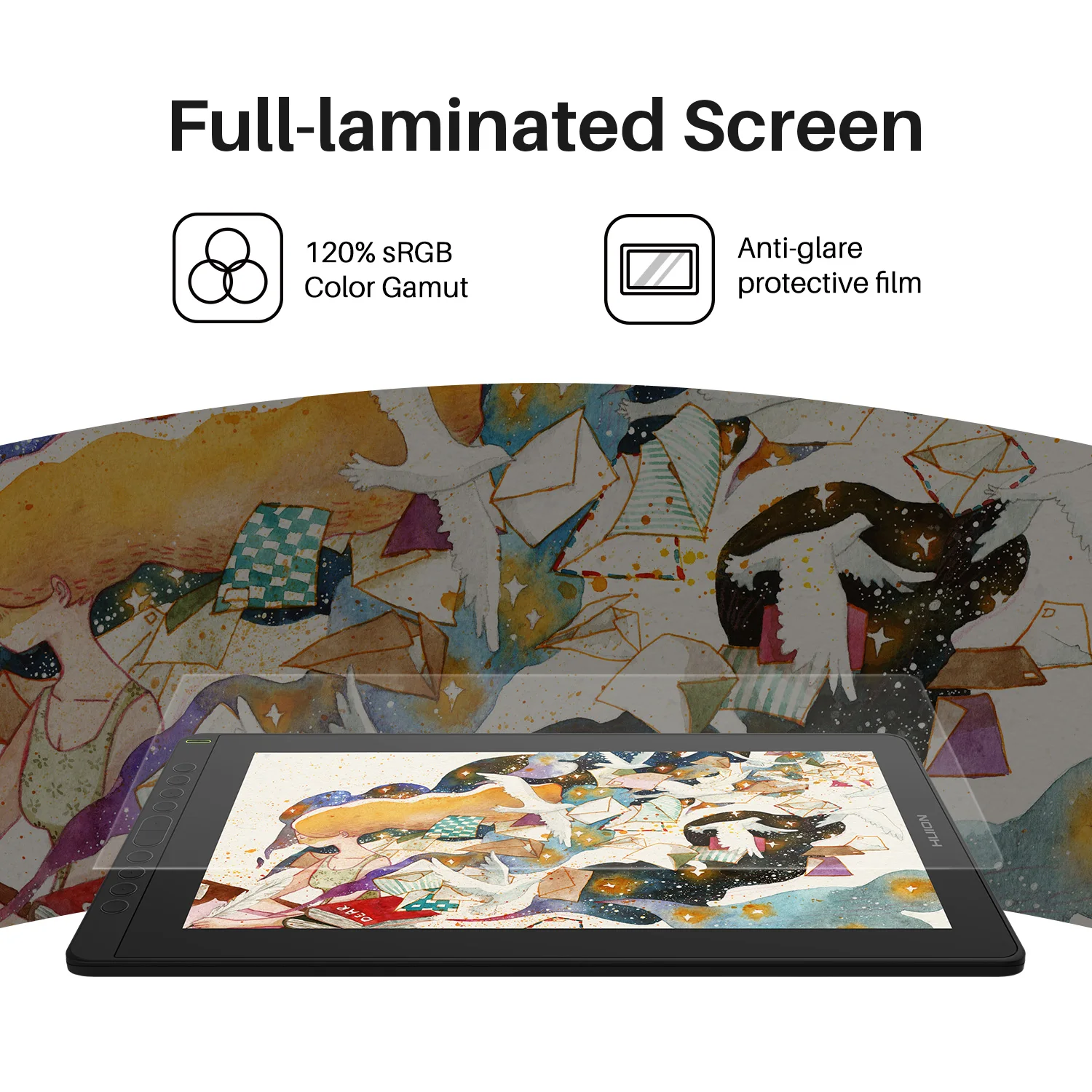 HUION New Arrival Kamvas 16(2021) Graphics Drawing Monitor Battery-free Digital Pen Tablet For Win/MAC And Android 120%s RGB 2