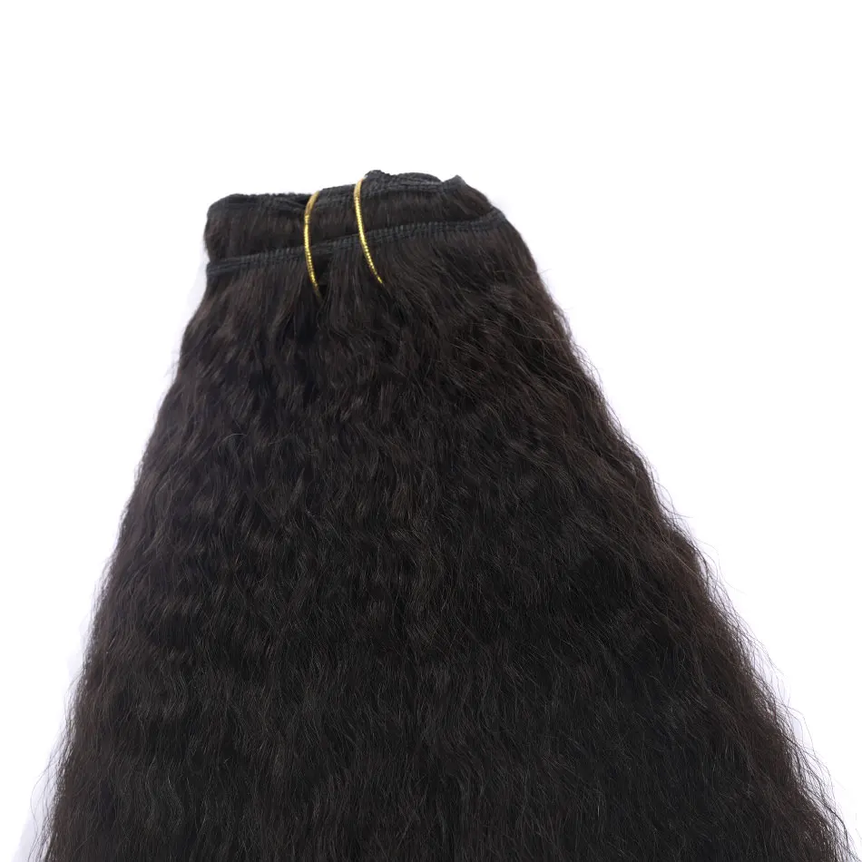 Kinky Straight Clip In Hair Extensions Human Hair Natural Color Brazilian 100% Real Remy 120G 10Pcs/Set Full Head for Women