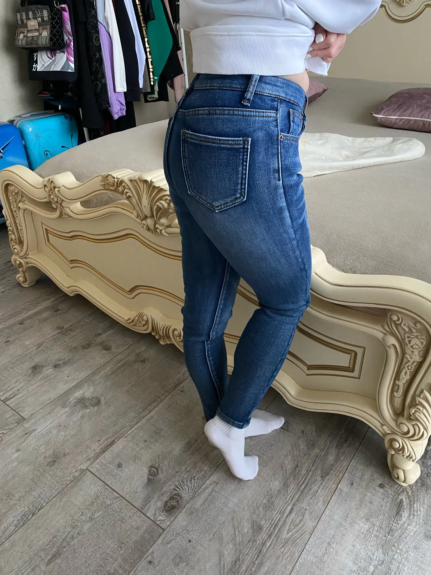 Womens Winter Jeans High Waist Skinny Pants Fleece /no velvet