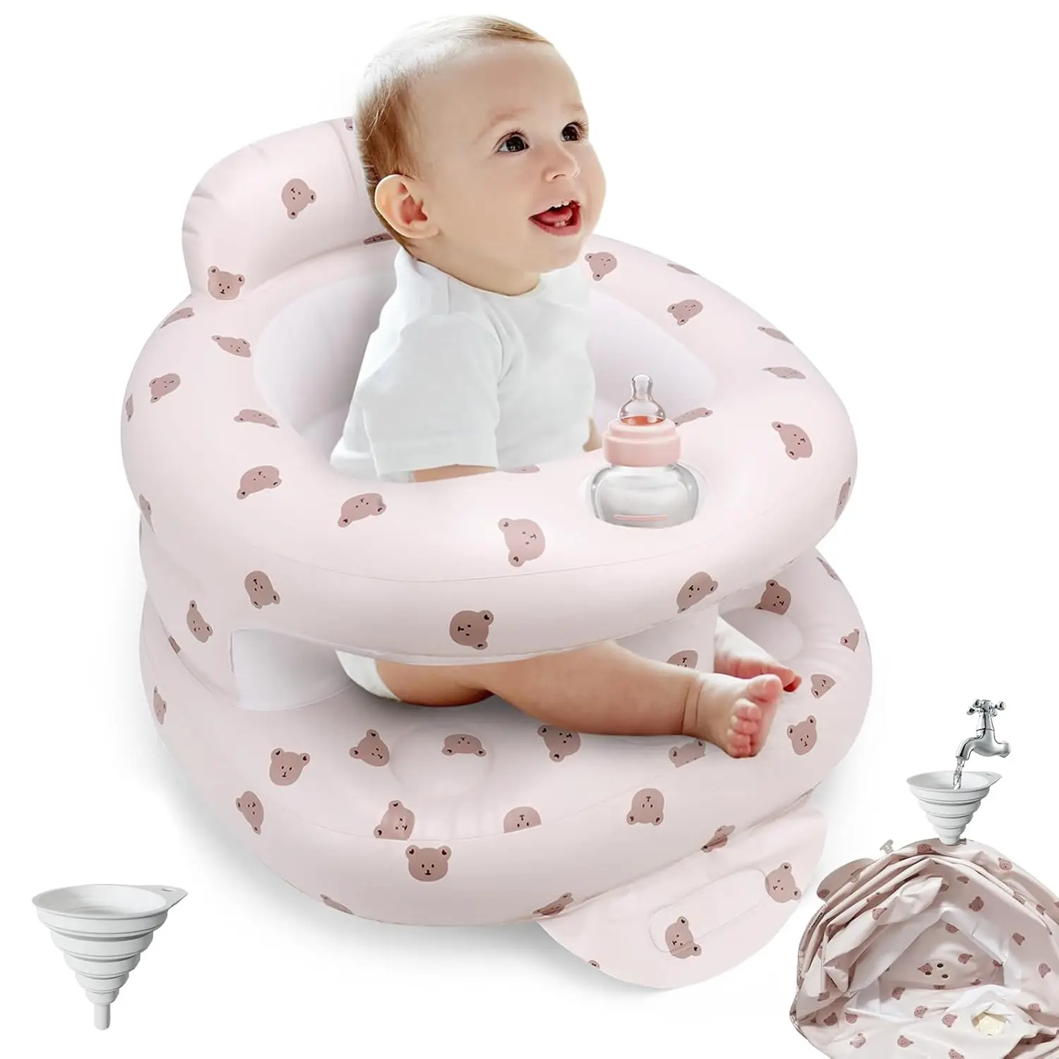 Inflatable Baby Seat & Sofas for 0-36 Months Baby Chair with Built in Air Pump Summer Portable Toddler Chair for Sitting Up inflatable baby seat