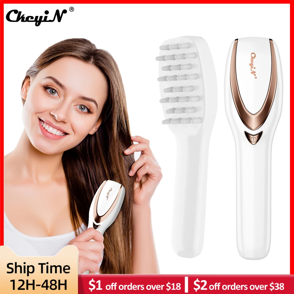 CkeyiN Phototherapy Vibration Massage Comb Scalp Brush Stress Relief Neck Back Anti Hair Loss Blood Circulation with LED Light