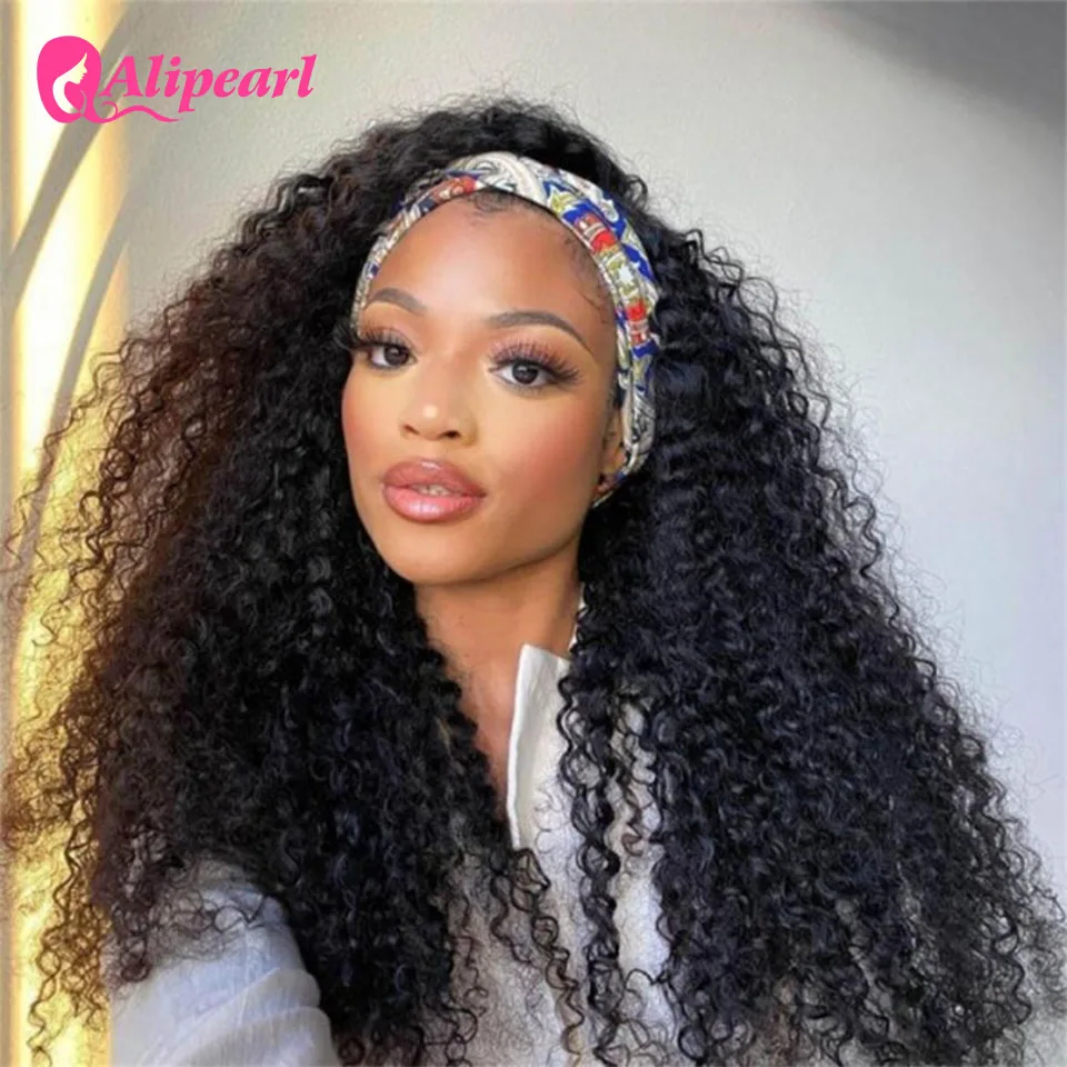 Alipearl Hair Curly Headband Human Hair Wigs Brazilian Kinky Curly