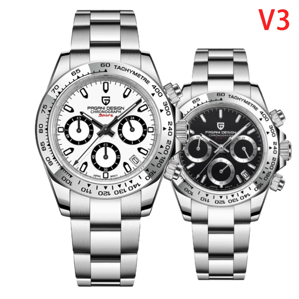 PAGANI DESIGN New Stainless Steel Bezel Men Quartz wristwatches Luxury Sapphire Glass Chronograph VK63 Watch Men reloj hombre 1