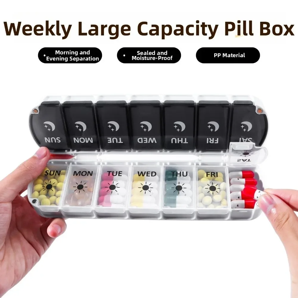 Compact Magnetic Weekly Pill Organizer - Portable and Lightweight Vitamin Storage Box
