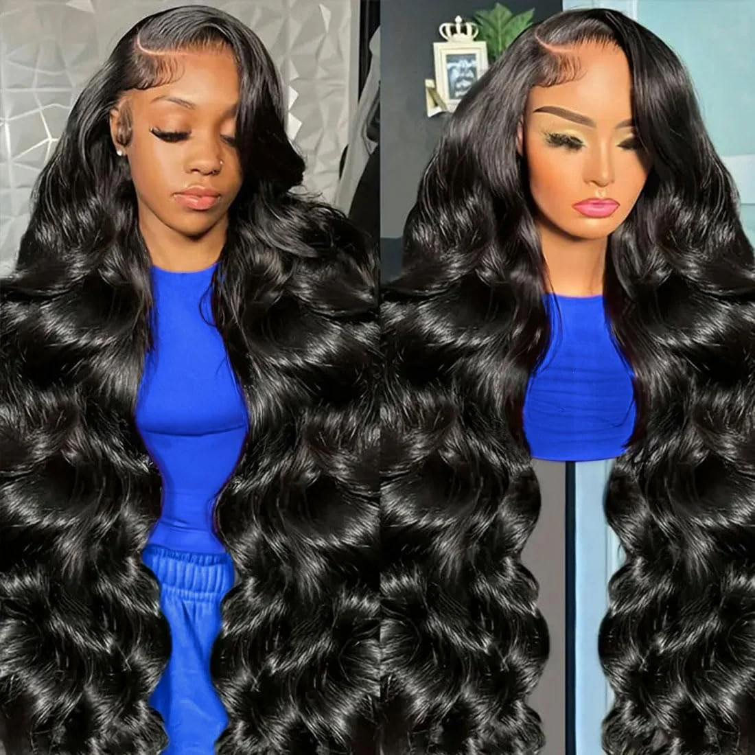 Perruques 100% Cheveux Humains Vietnamiens Densité 300% Body Wave 13X6 Pré-Pluckées Lace Frontal Pour Femmes 5×5 Sans Colle